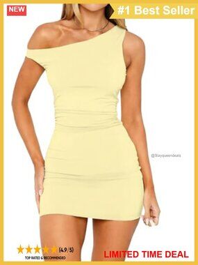 Off Shoulder Mini Dress Sleeveless Bodycon Club Party Summer Dress